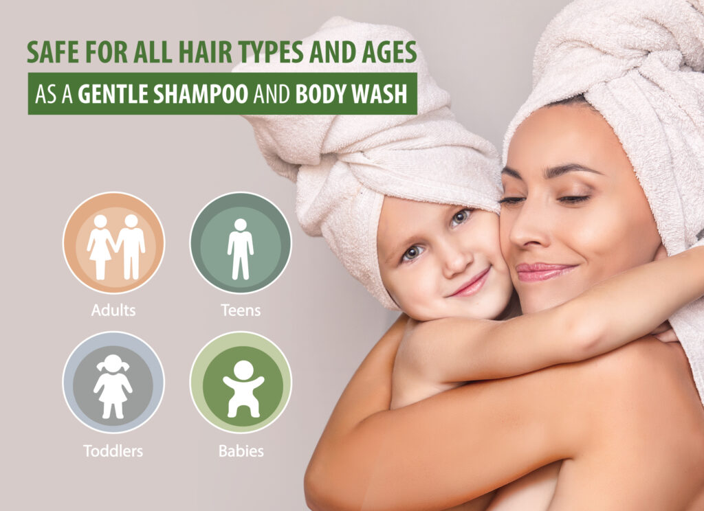 LuxeOrganix Organic Psoriasis Shampoo + Body Wash is safe for all ages and all hair types